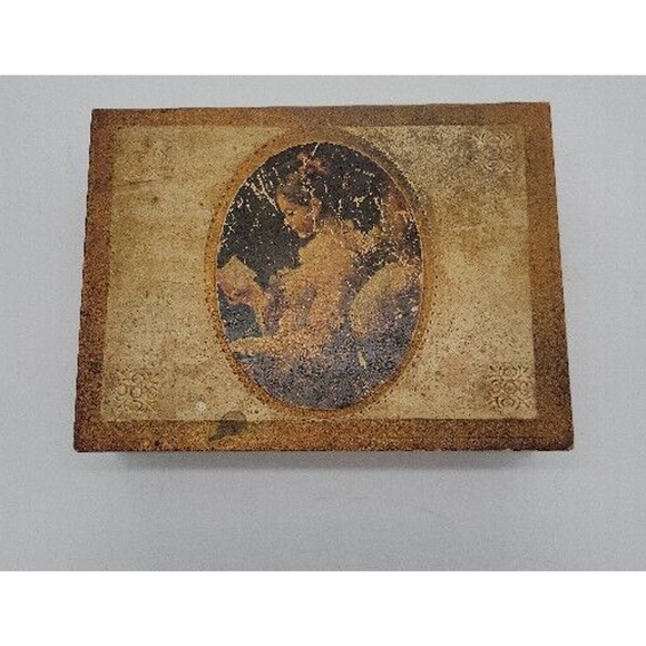 Unbranded Other - Vintage Mele Jewelry Box Woman Portrait Wooden Organizer Musical Japan 8x6x2"